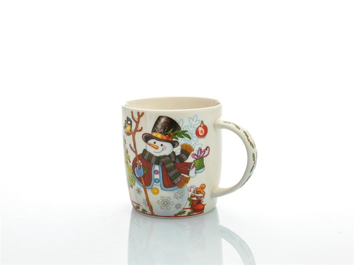 Funny Snowman Bone China Cup 350 ml Red