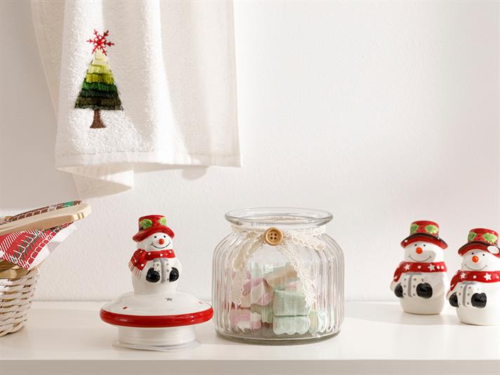 Snowman Glass Storage Jar 600 ml Transparent