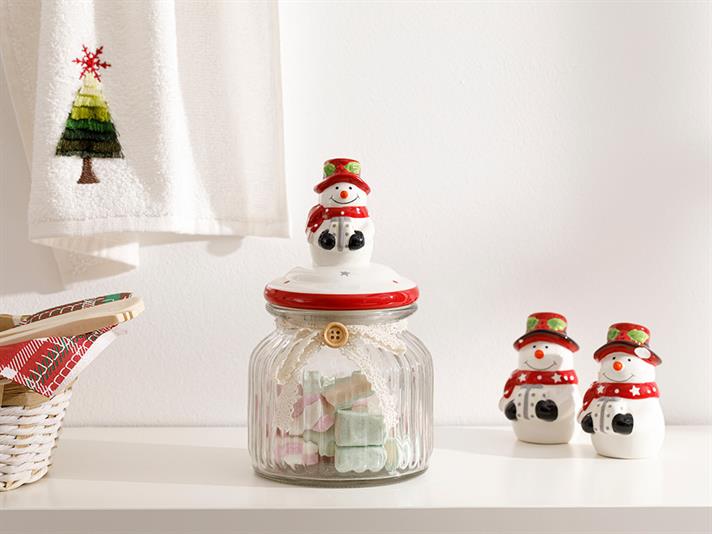 Snowman Glass Storage Jar 600 ml Transparent