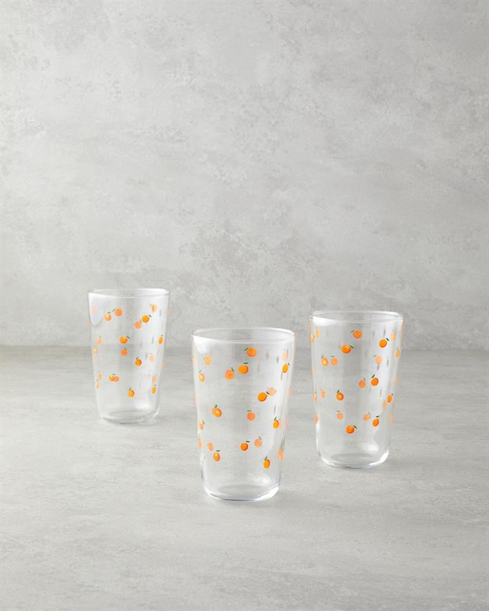 Orangeis Sticlă Cu 3 Piese Pahar 400 ml Portocaliu