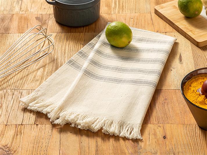 Organic Striped Cotton Drying Cloth 40x60 cm Gray