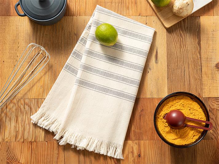 Organic Striped Cotton Drying Cloth 40x60 cm Gray