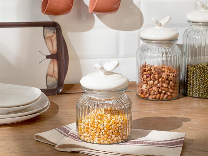 Orient Glass Storing Jar 600 ml White