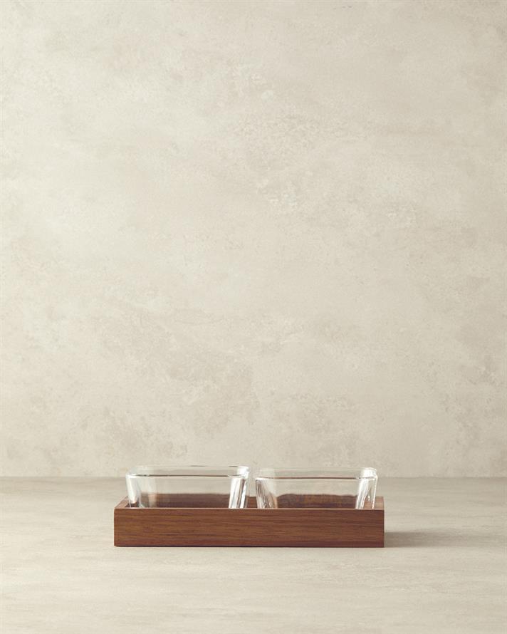 Orientul Salcâm 3 Piese Suport Servire 12x22 cm Maro Închis