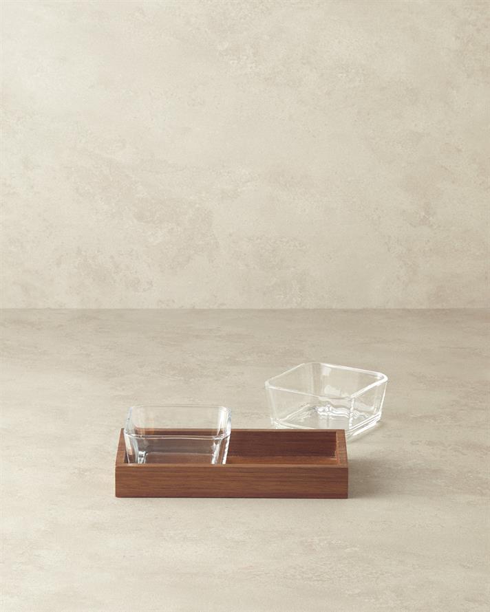 Orientul Salcâm 3 Piese Suport Servire 12x22 cm Maro Închis