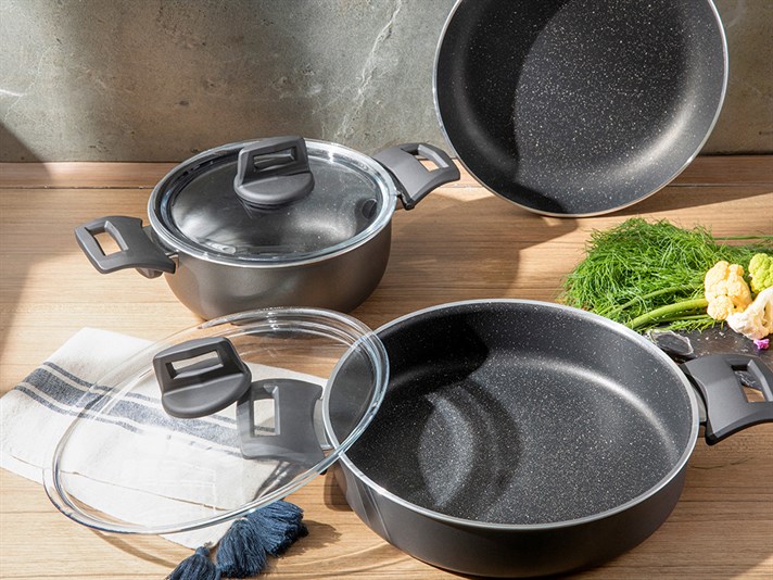 Oslo Granite 5 Pieces Cookware Set 20-26-26 cm Anthracite