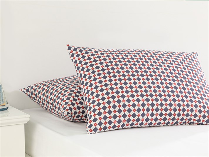 Oxford Cu Bumbac Cu 2 Piese Față De Pernă 50x70 cm Bleumarin