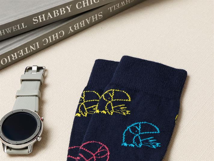 Birds Falling Cotton Socks Standart Dark Blue
