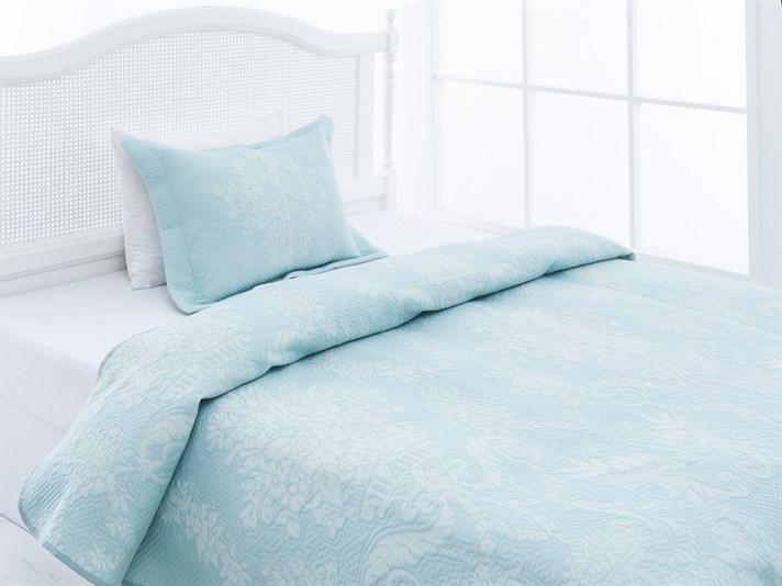 Păsări de grădină  Împletitură Pentru o persoana  SET CUVERTURĂ DE PAT 180x240 cm Seledon,