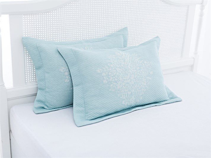 Păsări de grădină  Împletitură Persoană dublă  SET CUVERTURĂ DE PAT 250x260 cm Seledon,