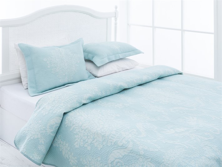 Păsări de grădină  Împletitură Persoană dublă  SET CUVERTURĂ DE PAT 250x260 cm Seledon,
