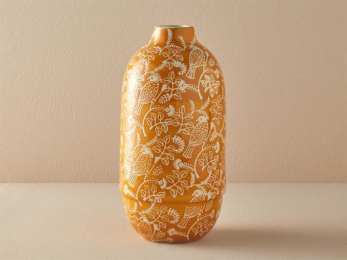 Păsări de grădină Ceramică Vază 19x19x39 cm Portocaliu