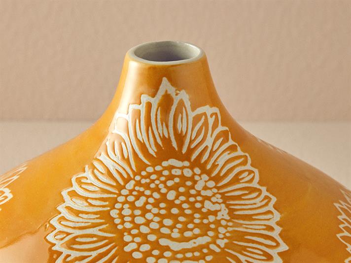 Vază, Garden Birds, ceramică, 25x25x21 cm, portocaliu