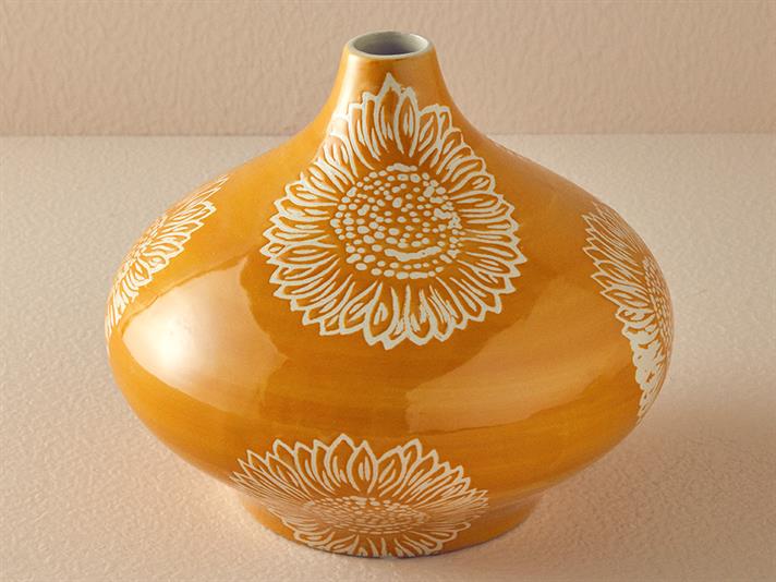 Vază, Garden Birds, ceramică, 25x25x21 cm, portocaliu