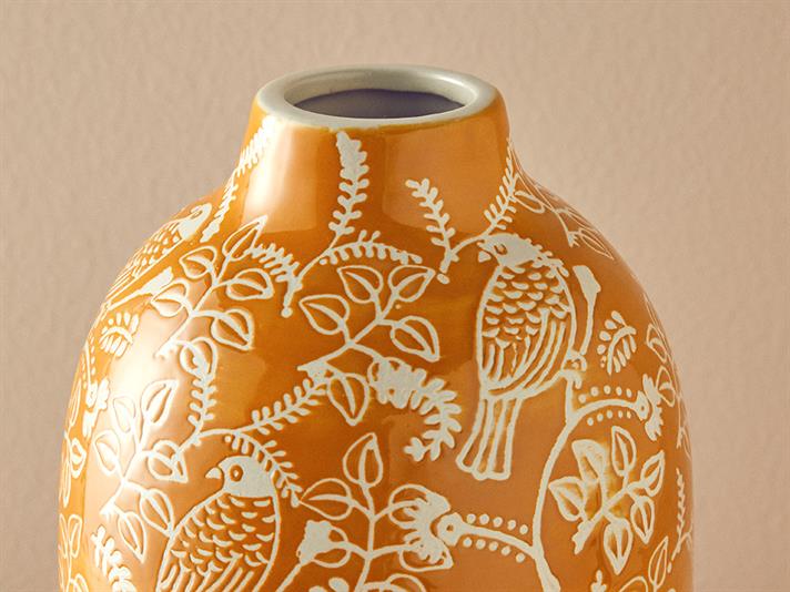 Păsări de grădină Ceramică Vază 19x19x39 cm Portocaliu