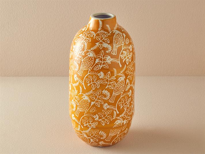 Păsări de grădină Ceramică Vază 19x19x39 cm Portocaliu