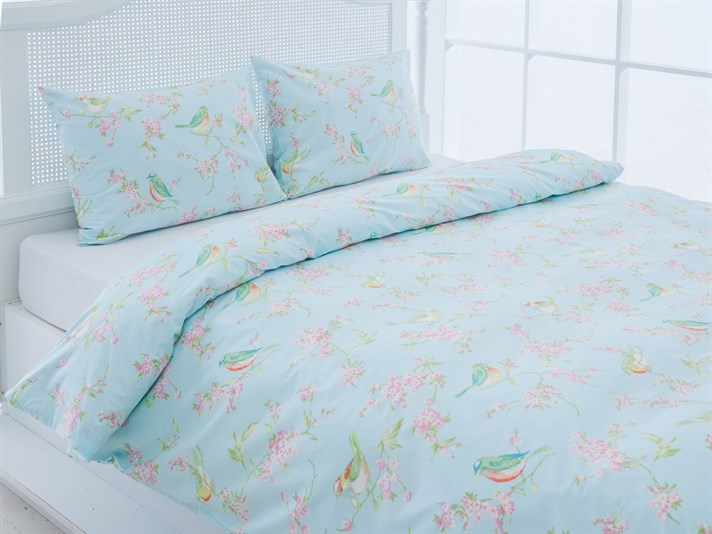 Păsări de vară Cu Bumbac Single Lenjerie De Pat 160x220 cm Mentă