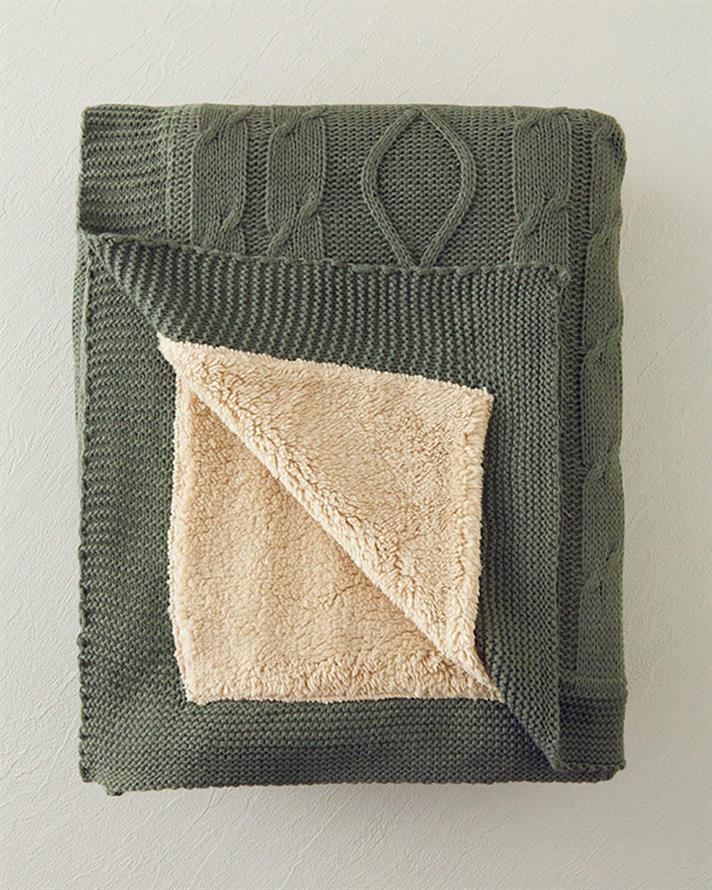 Pătură decorativă pentru fotoliu sau canapea, Drapery, acril, 130x170 cm, verde