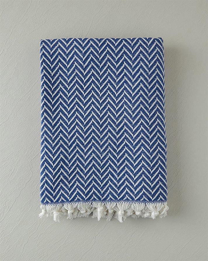 Pătură decorativă pentru fotoliu sau canapea, carlo, bumbac reciclat, 130x170 cm, albastru indigo