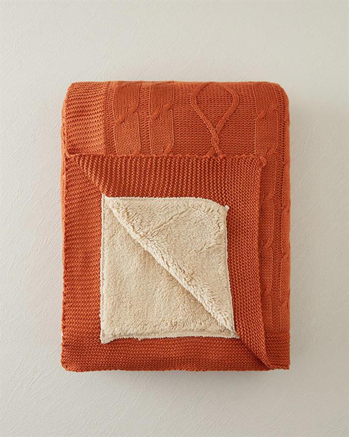 Pătură decorativă pentru fotoliu sau canapea, Drapery, acril, 130x170 cm, cărămiziu