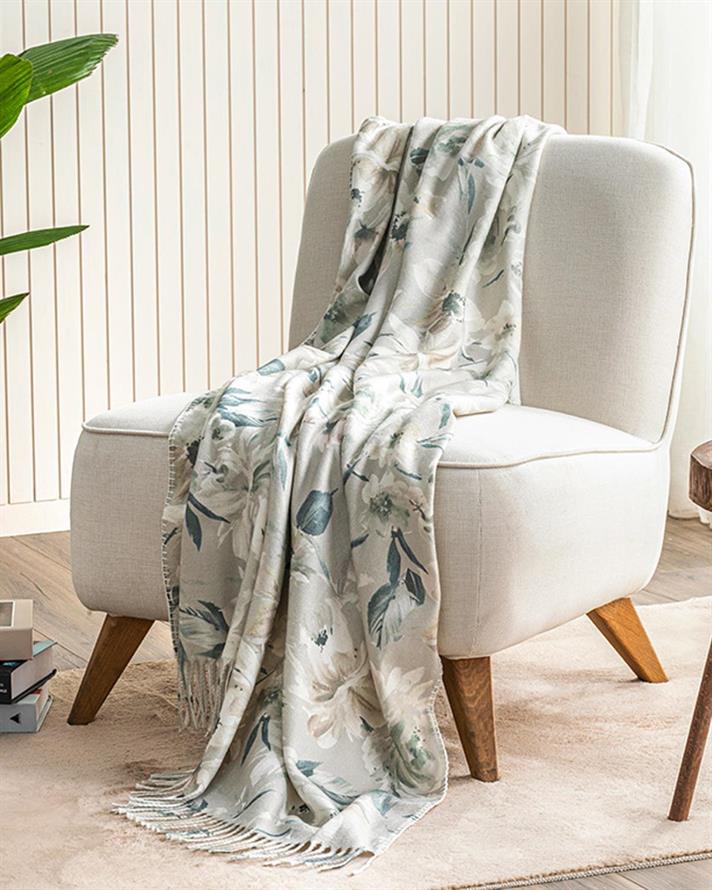 Pătură decorativă pentru fotoliu sau canapea, Lerna, acril-poliester, 130x170 cm, gri