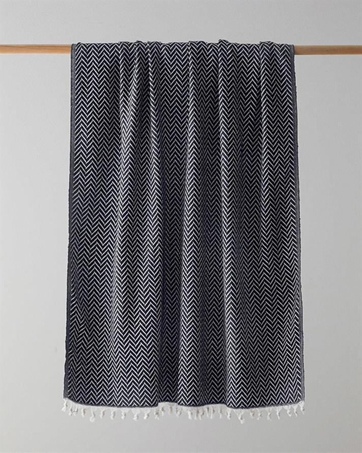 Pătură decorativă pentru fotoliu sau canapea, carlo, bumbac reciclat, 130x170 cm, negru