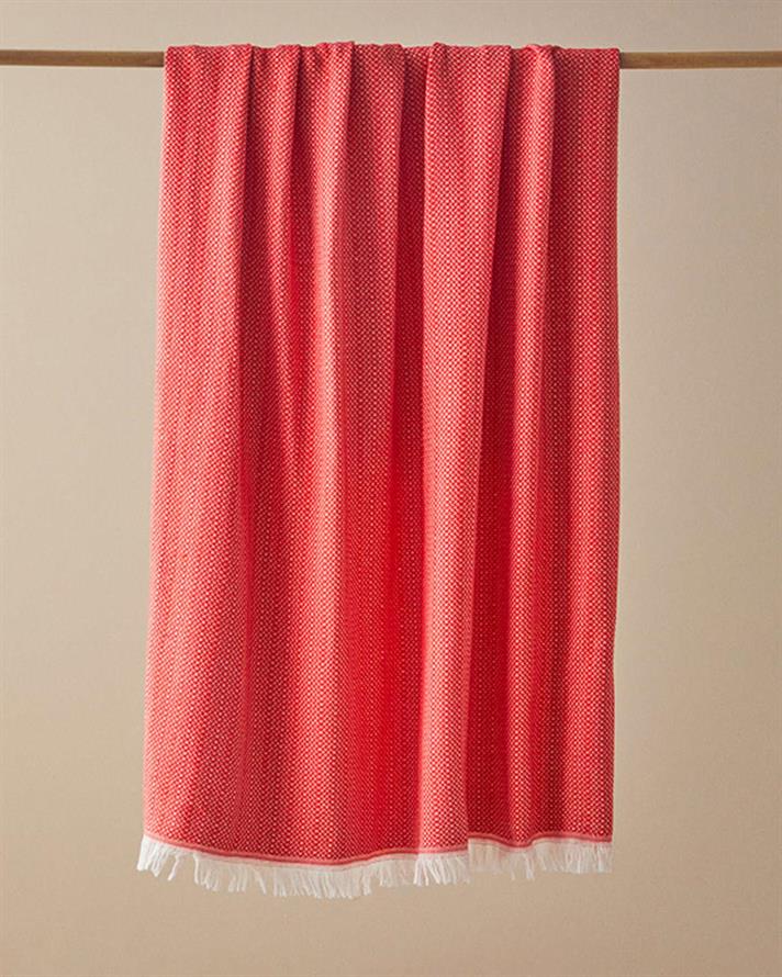 Pătură decorativă pentru fotoliu sau canapea, Helena, bumbac reciclat, 130x170 cm, portocaliu