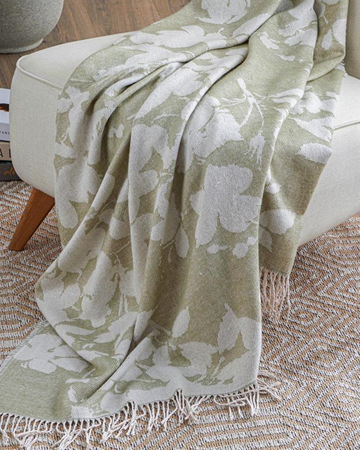 Pătură decorativă pentru fotoliu sau canapea, Aloha, bumbac-acril, 130x170 cm, verde