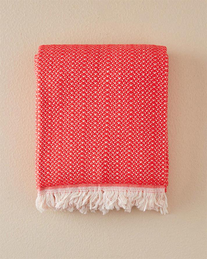 Pătură decorativă pentru fotoliu sau canapea, Helena, bumbac reciclat, 130x170 cm, portocaliu