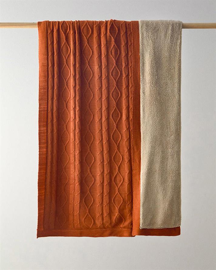 Pătură decorativă pentru fotoliu sau canapea, Drapery, acril, 130x170 cm, cărămiziu