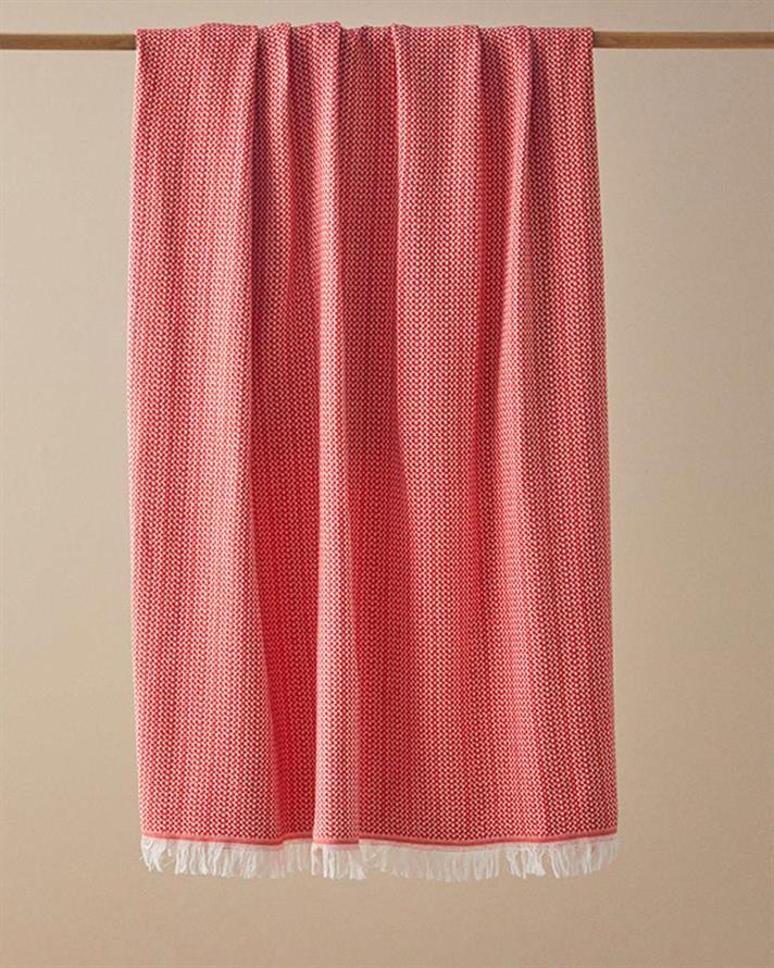 Pătură decorativă pentru fotoliu sau canapea, Helena, bumbac reciclat, 130x170 cm, portocaliu