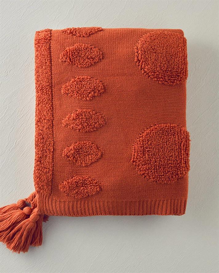 Pătură decorativă pentru fotoliu sau canapea, ComfyCover, acril, 130x170 cm, cărămiziu