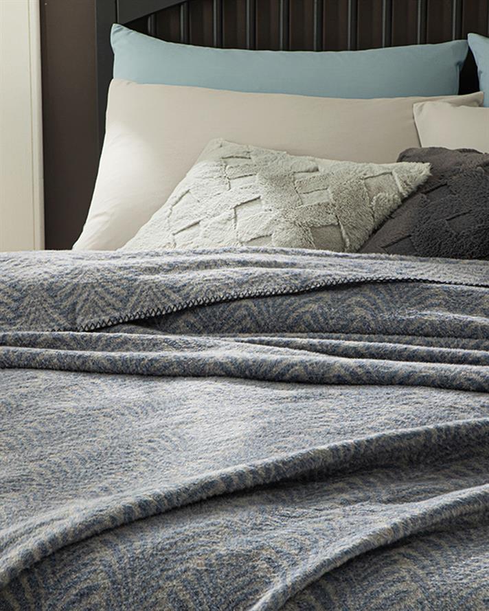 Pătură, pentru două persoane, Areka, bumbac, 200x220 cm, bleu