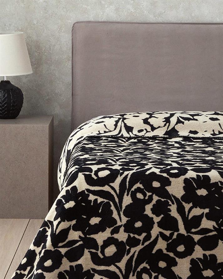 Pătură, pentru două persoane, Autumn Garden, bumbac, 220x240 cm, negru