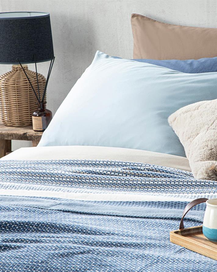 Pătură, pentru două persoane, Blurred Dots, bumbac, 220x240 cm, bleumarin