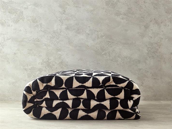 Pătură, pentru două persoane, Circle Art, bumbac, 220x240 cm, negru