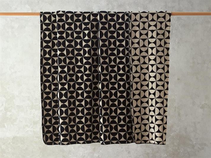 Pătură, pentru două persoane, Circle Art, bumbac, 220x240 cm, negru