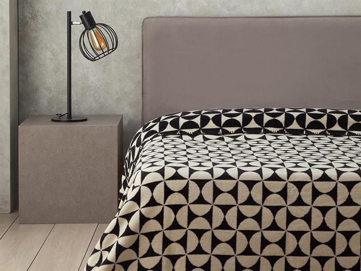 Pătură, pentru două persoane, Circle Art, bumbac, 220x240 cm, negru