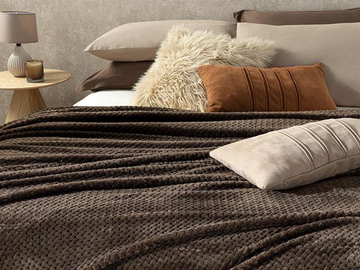 Pătură, pentru două persoane, Cozy, poliester, 200x220 cm, maro