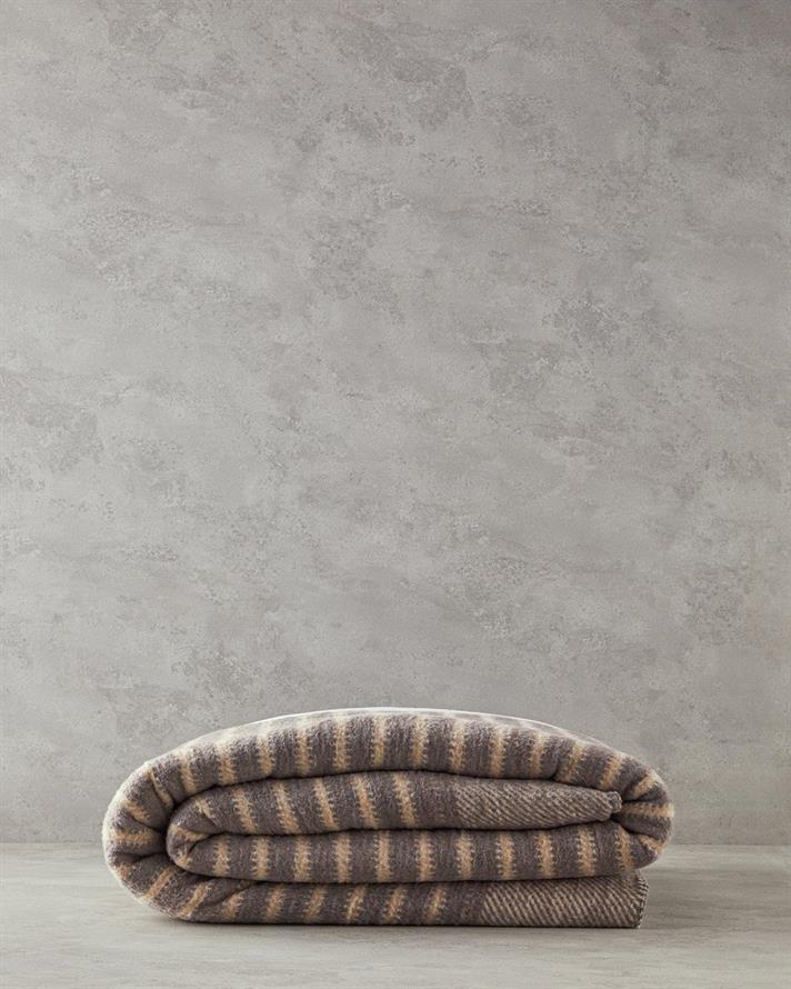 Pătură, pentru două persoane, Dotty Lines, bumbac, 200x220 cm, gri