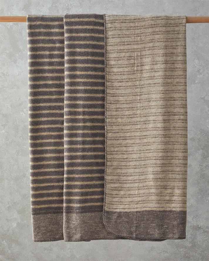 Pătură, pentru două persoane, Dotty Lines, bumbac, 200x220 cm, gri