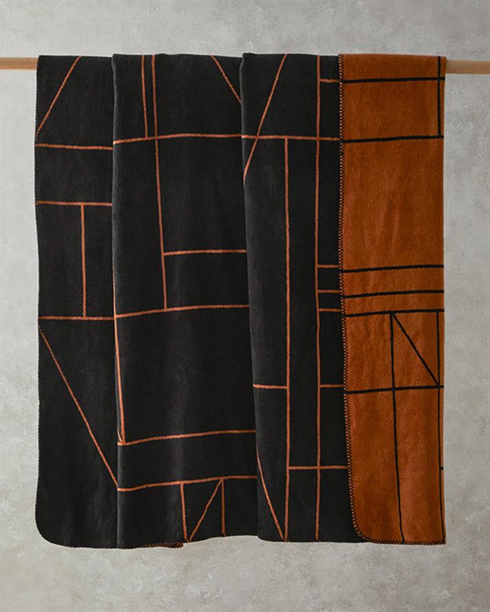 Pătură, pentru două persoane, Geolines, bumbac, 220x240 cm, terracotta