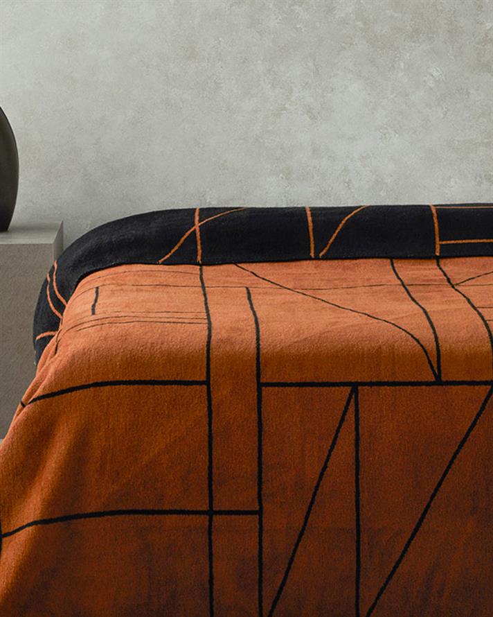 Pătură, pentru două persoane, Geolines, bumbac, 220x240 cm, terracotta