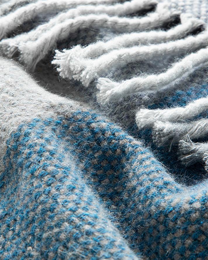 Madras Check Cottony Double Person Blanket 200x220 cm Dark Blue- Blue