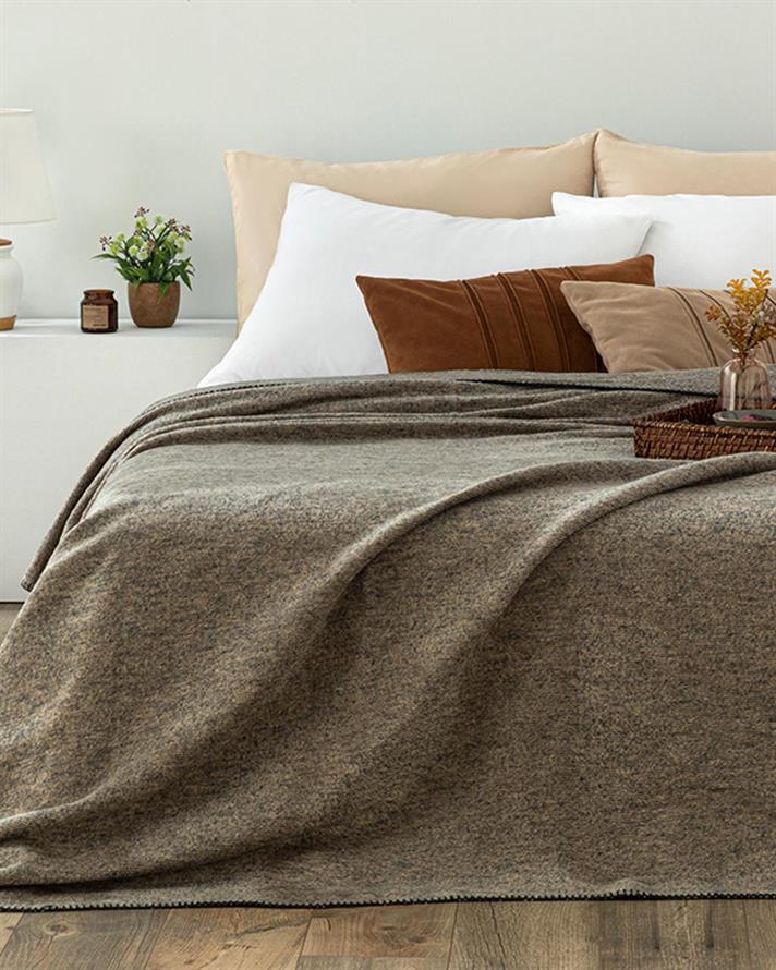 Pătură, pentru două persoane, Melange, bumbac, 220x240 cm, antracit - bej