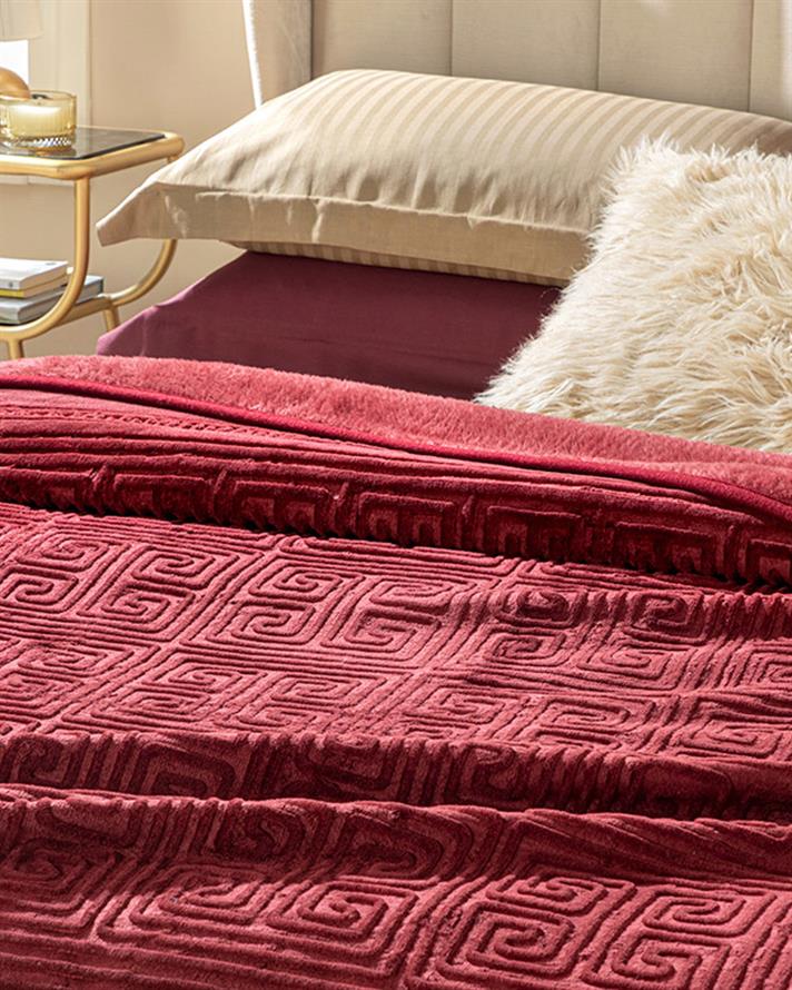 Pătură, pentru două persoane, Olimpia, poliester, 200x220 cm, bordo