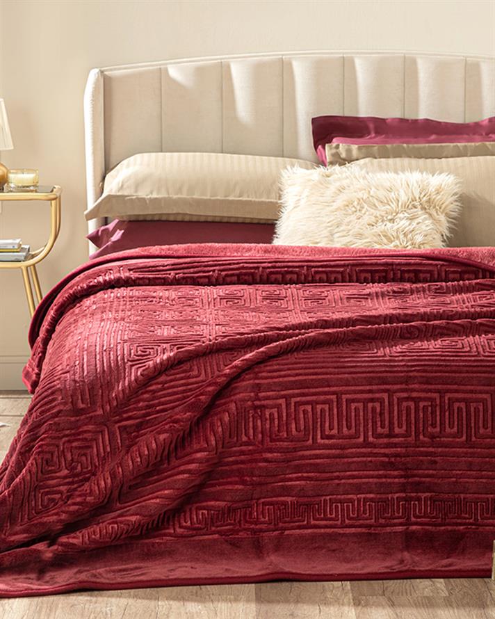 Pătură, pentru două persoane, Olimpia, poliester, 200x220 cm, bordo