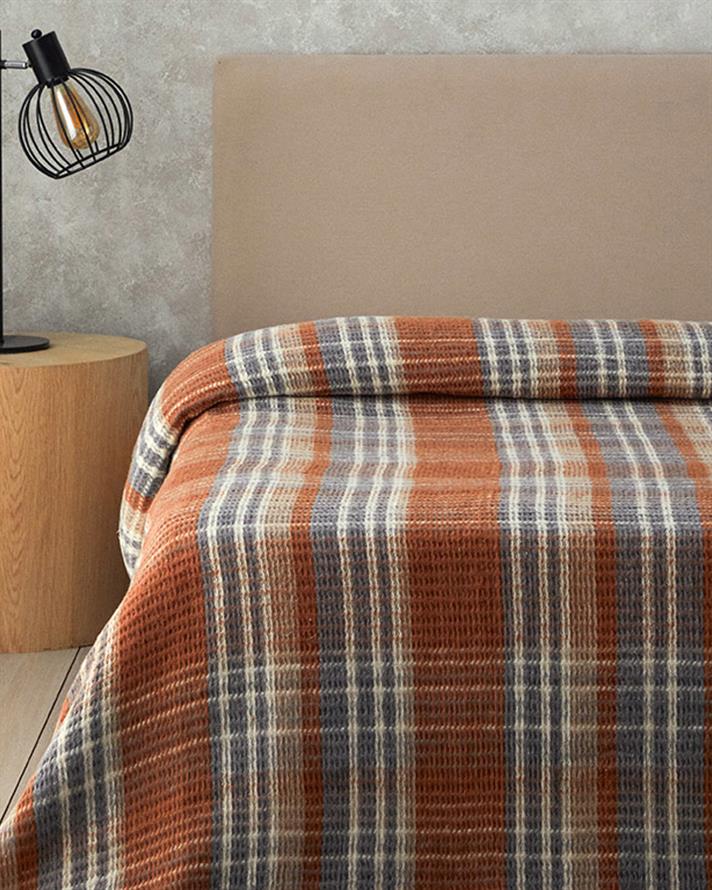 Pătură, pentru două persoane, Plaid, bumbac-poliester, 180x220 cm, terracotta