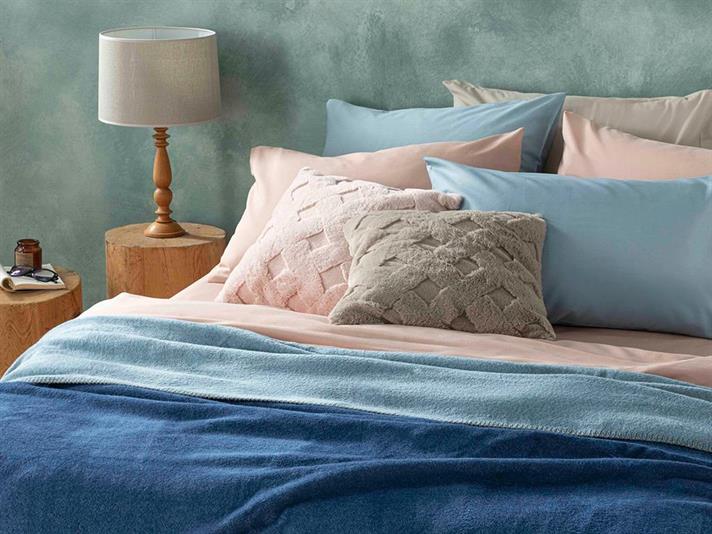 Pătură, pentru două persoane, Plain, bumbac, 220x240 cm, bleu - bleumarin