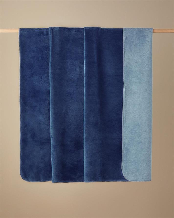 Pătură, pentru două persoane, Plain, bumbac, 200x220 cm, bleu - bleumarin